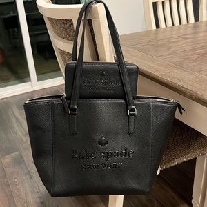 Kate Spade Sienne Logo Black Leather Tote and Wallet